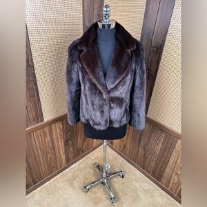 VINTAGE SAKOWITZ DESIGNER DARK BROWN RANCH MINK FUR COAT JACKET SIZE MEDIUM